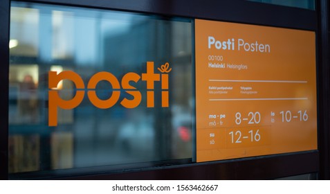 Helsinki, Finland - November 18, 2019: The Opening Hours Of Post Office In The Center Of Helsinki.