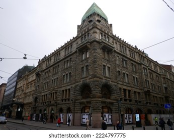 Helsinki, Finland - November 2 2022: Street View Of Helsinki City Center In Summer. Twilight Autumn Day. 