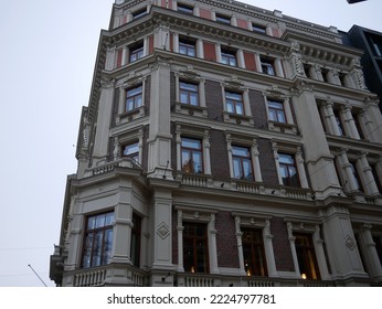 Helsinki, Finland - November 2 2022: Street View Of Helsinki City Center In Summer. Twilight Autumn Day. 