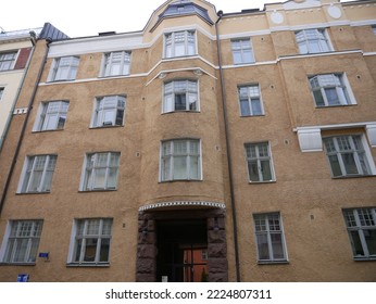 Helsinki, Finland - November 2 2022: Street View Of Helsinki City Center In Summer. Twilight Autumn Day. 