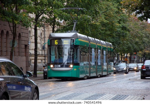 HELSINKI, FINLAND - SEPT 24, 2012 - Tram 6 in\
Helsinki, the capital city of\
Finland