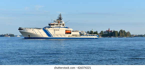 HELSINKI, FINLAND - SEPT 25, 2015: Turva Is Finnish Offshore Patrol Vessel. Built In 2014