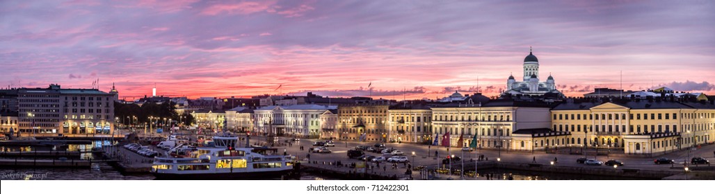 Helsinki Panorama, Cathedral, Sundown.