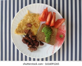 helthy breakfast on the stripped table