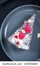 Helthy Raspberry And Chia Seed Homemade Cake Or Torte.