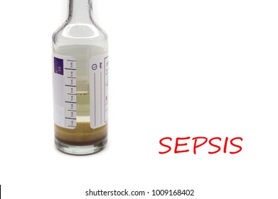 A Hemo Culture Bottle Used In Sepsis, Isolated On White Background. Diagnostic Loboratory Test In Medicine. Bacterial Culture And Sensitivity Test. Serious Blood Infection. 