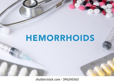 Hemorrhoids Text On Background Medicaments Composition Stock Photo ...