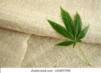 Hemp Fabric Background Cannabis Leaf
