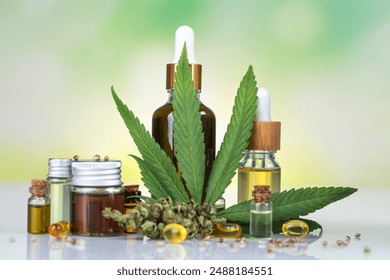 Hemp products. cannabis and hemp oil. hemp products