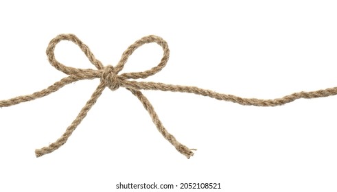 Hemp Rope With Bow Knot On White Background