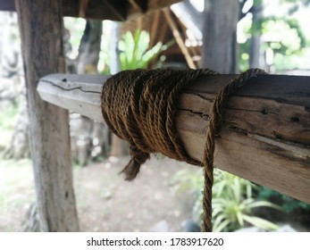 Hemp Rope Straining Timber Close Up