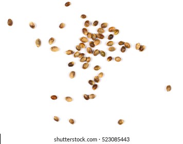 Hemp Seeds Isolated On White Background