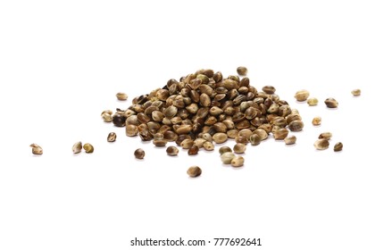 Hemp Seeds Isolated On White Background