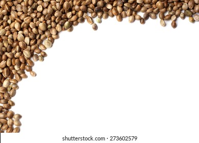 Hemp seeds on white background