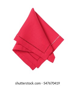 Hemstitched Red Linen Dinner Napkin