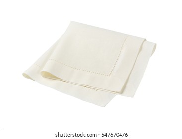 Hemstitched White Linen Dinner Napkin