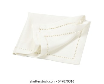 Hemstitched White Linen Dinner Napkin