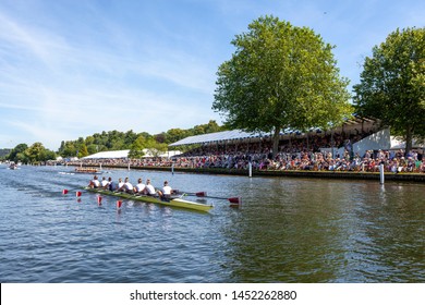 Henley On Thames, Oxfordshire, UK July 7 2019  Mens Eights Rowing Crews Compete At The Henley Royal Regatta