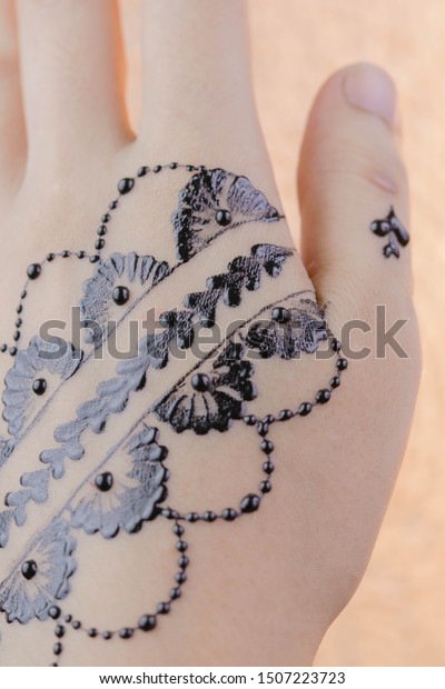 Henna Back Hand Tattoo Designs Stock Photo Edit Now