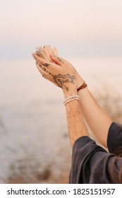 Henna Cones In Female Hands, Mehendi On Hands

