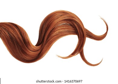 Henna hair isolated on white background. Long wavy ponytail - Shutterstock ID 1416370697
