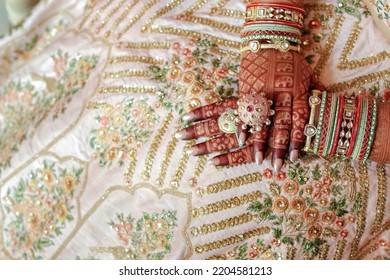 Henna Hands Of An Indian Bride. 