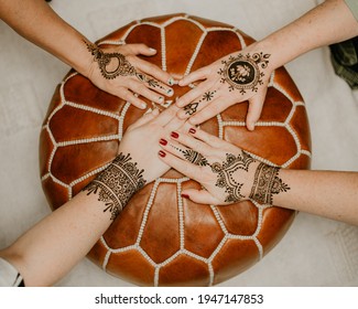 Henna Mehndi Party Designs On Ladies Hands And Arms. Arabic Night One Night In Morocco Henna Function