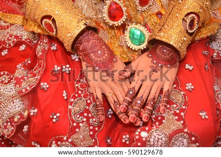 Henna On Hands Of Indonesian Wedding Bride