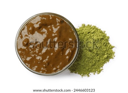 Henna paste and powder isolated on white