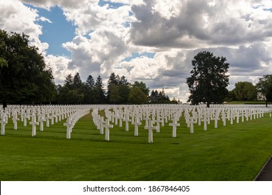 Henri-Chapelle, Belgium - November 17, 2020: American War Cemetery, 1st Infantry Division