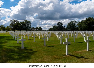 Henri-Chapelle, Belgium - November 17, 2020: American War Cemetery, 1st Infantry Division