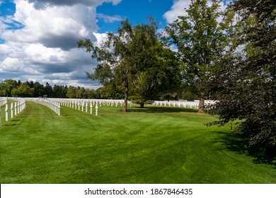 Henri-Chapelle, Belgium - November 17, 2020: American War Cemetery, 1st Infantry Division