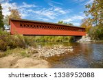 The Henry covered bridge over the Walloomsac river near lBennington, Vermont