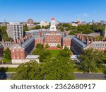 Henry Dunster House of Harvard University aerial view at 945 Memorial Drive on the bank of Charles River in city of Cambridge, Massachusetts MA, USA. 