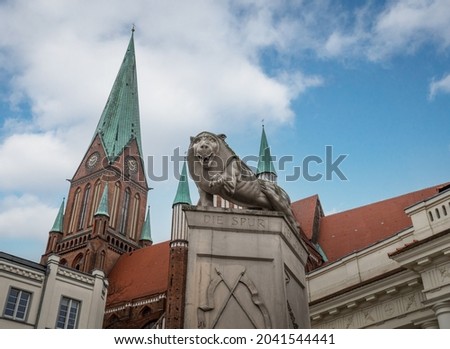 Similar – Image, Stock Photo Column with Schwerin city castle in the background