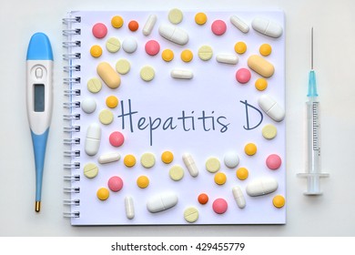 Hepatitis D. Diagnosis Sign On White Background.