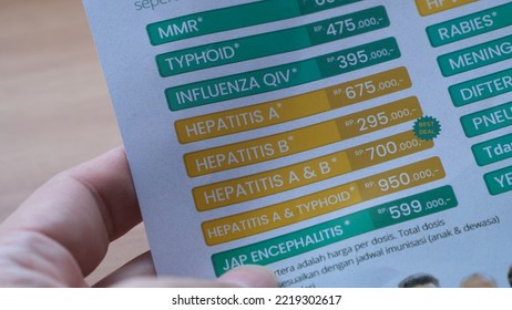 Hepatitis Vaccine Cost List Brochure. Jakarta, 28 October 2022.