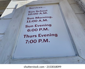 Hephzibah, Ga USA - 04 22 22: A Southern Old Baptist Church Service Sign