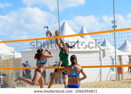 Heraklion, Crete, Greece, 13 September 2023. 3rd Mediterranean Beach Games at Karteros Beach Sports Center. Men beach valley during Mediterranean Beach Games championships