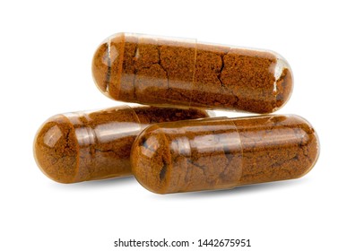 Herbal Capsule On White Background.