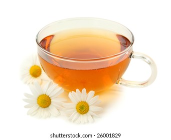 Herbal Chamomile Tea Isolated On White Background