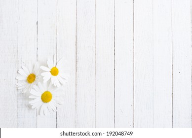 Herbal Flowers On White Wood Table