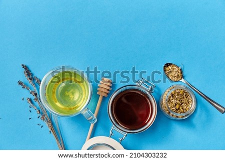 Similar – Image, Stock Photo Blue cup of herbal tea with camomile