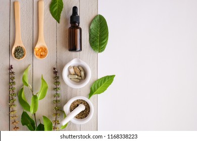 Herbal Organic Medicine Product. Natural Herb Essential From Nature.