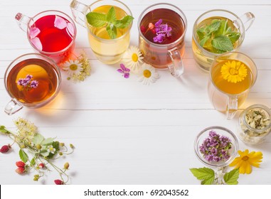 Herbal Tea In Cups On A White Background