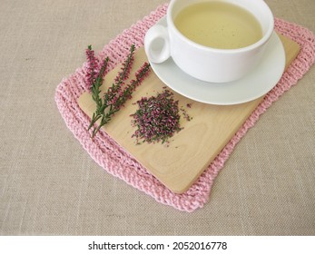 Herbal tea from dried heather herbs and flowers