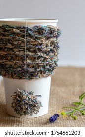 Herbal Tea To Go Takeaway Healthy Drink With Reusable Knit Coffee Cosy Sleeve 