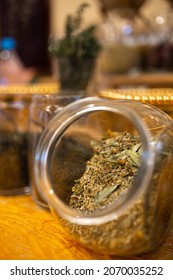 Herbal Tea In A Jar Close Up.