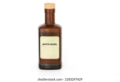 Herbal Tincture In A Antique Retro Bottle. Herbs Medical Solution Of Witch Hazel