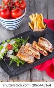 Herbed Cheese Flatbread Toast On The Wooden Background